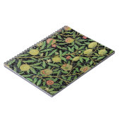 Morris Black Background Antique Pomegrana Muster Notizblock (Linke Seite)