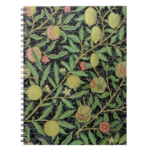 Morris Black Background Antique Pomegrana Muster Notizblock (Vorderseite)