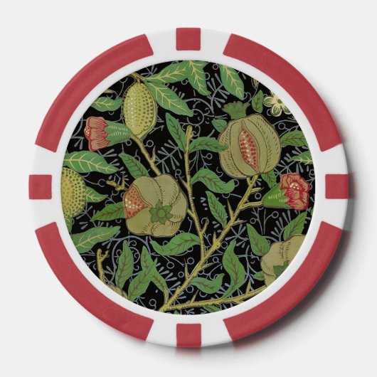 Morris Black Background Antique Pomegrana Muster Pokerchips (Vorderseite)