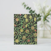 Morris Black Background Antique Pomegrana Muster Postkarte (Stehend Vorderseite)
