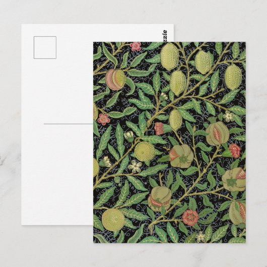 Morris Black Background Antique Pomegrana Muster Postkarte (Vorne/Hinten)