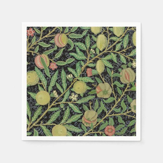 Morris Black Background Antique Pomegrana Muster Serviette (Vorderseite)