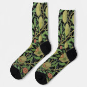 Morris Black Background Antique Pomegrana Muster Socken (Linkes Detail)