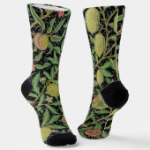 Morris Black Background Antique Pomegrana Muster Socken (Gewinkelt)