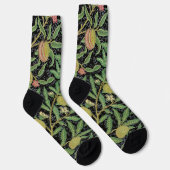 Morris Black Background Antique Pomegrana Muster Socken (Rechts)