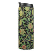 Morris Black Background Antique Pomegrana Muster Thermosbecher (Nach rechts gedreht)