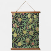 Morris Black Background Antique Pomegrana Muster Wandteppich Mit Holzrahmen (Vorderseite)