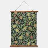 Morris Black Background Antique Pomegrana Muster Wandteppich Mit Holzrahmen (Vorderseite)