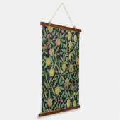 Morris Black Background Antique Pomegrana Muster Wandteppich Mit Holzrahmen (Gewinkelt)
