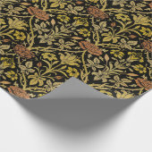 Morris Black Background Rose & Lily Blume Pattern Geschenkpapier (Ecke)