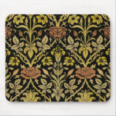 Morris Black Background Rose & Lily Blume Pattern Mousepad (Vorne)