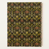 Morris Black Background Rose & Lily Blume Pattern Planer (Rückseite)