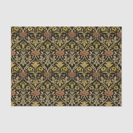 Morris Black Background Rose & Lily Blume Pattern Seidenpapier (Vorderseite)