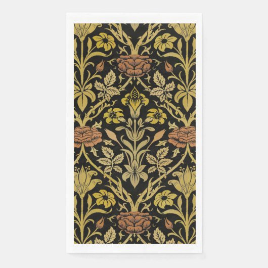 Morris Black Background Rose & Lily Blume Pattern Serviette (Vorderseite)