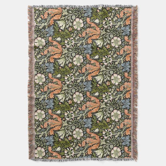 Morris BlackBackground 1896 Compton Floral Pattern Decke (Vorderseite Vertikal)