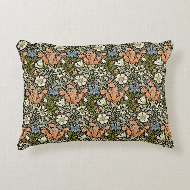 Morris BlackBackground 1896 Compton Floral Pattern Dekokissen (Vorderseite)