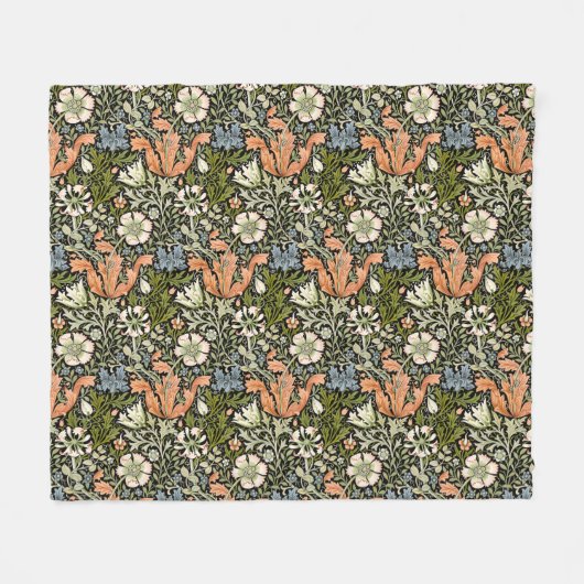 Morris BlackBackground 1896 Compton Floral Pattern Fleecedecke (Vorderseite (Horizontal))