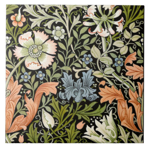 Morris BlackBackground 1896 Compton Floral Pattern Fliese