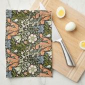 Morris BlackBackground 1896 Compton Floral Pattern Geschirrtuch (Viertel Falte)