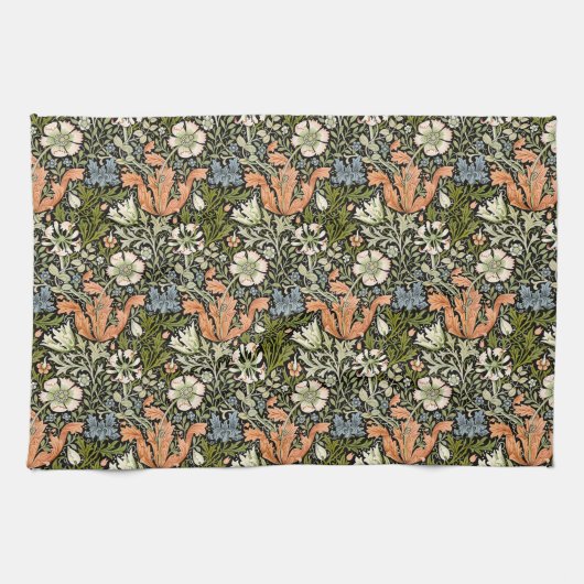 Morris BlackBackground 1896 Compton Floral Pattern Geschirrtuch (Horizontal)