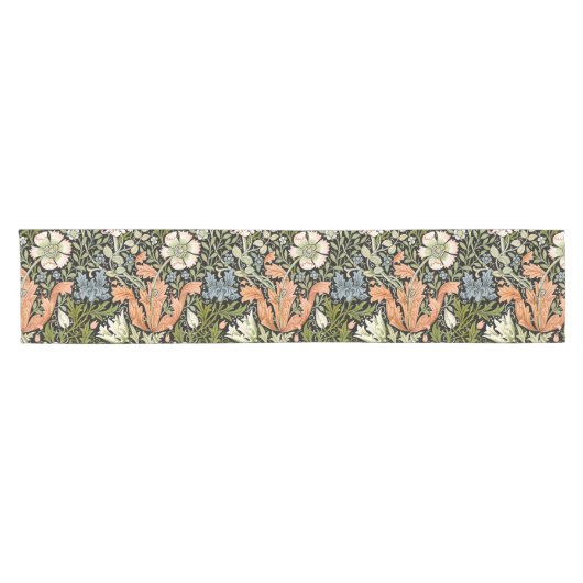 Morris BlackBackground 1896 Compton Floral Pattern Kurzer Tischläufer (Horizontal)