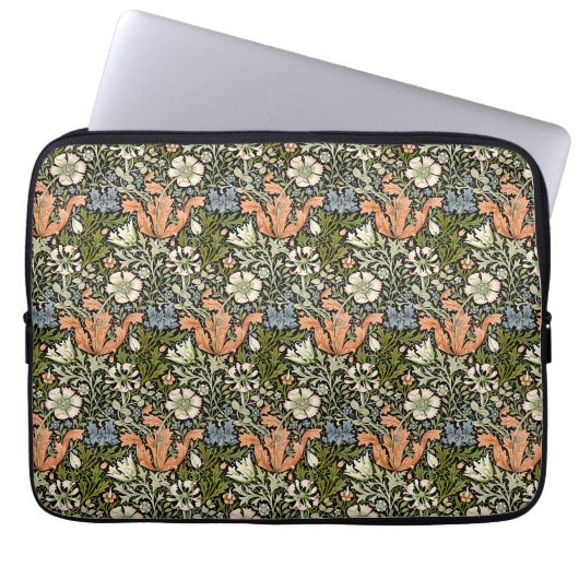 Morris BlackBackground 1896 Compton Floral Pattern Laptopschutzhülle (Vorderseite)