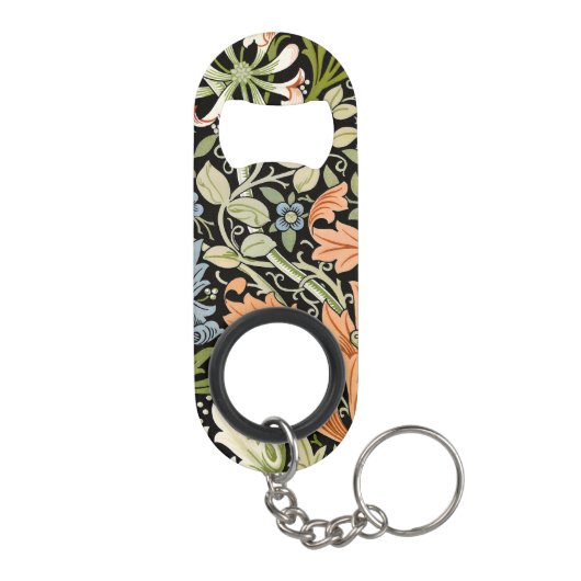 Morris BlackBackground 1896 Compton Floral Pattern Mini Flaschenöffner (Rückseite)
