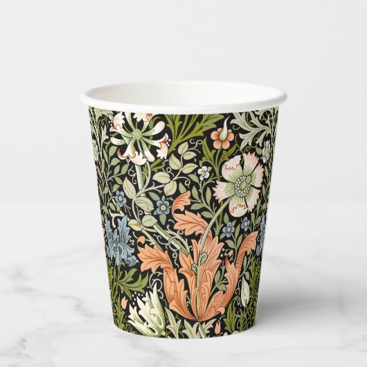 Morris BlackBackground 1896 Compton Floral Pattern Pappbecher (Rückseite)