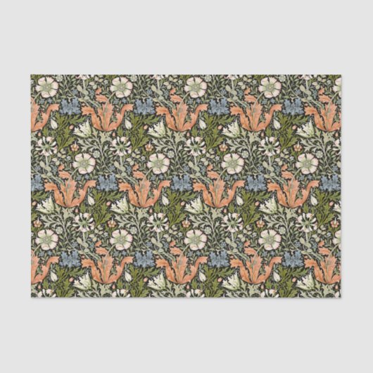 Morris BlackBackground 1896 Compton Floral Pattern Seidenpapier (Vorderseite)
