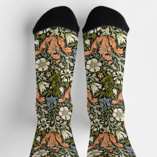 Morris BlackBackground 1896 Compton Floral Pattern Socken