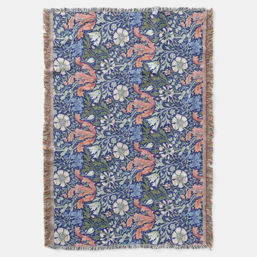 Morris Blue Background 1896 Compton Floral Pattern Decke (Vorderseite Vertikal)