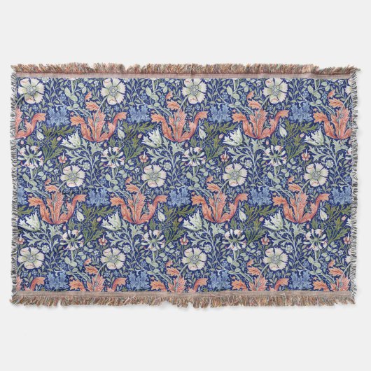 Morris Blue Background 1896 Compton Floral Pattern Decke (Vorderseite)
