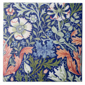 Morris Blue Background 1896 Compton Floral Pattern Fliese (Vorderseite)