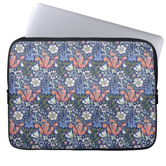 Morris Blue Background 1896 Compton Floral Pattern Laptopschutzhülle (Vorderseite)