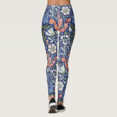Morris Blue Background 1896 Compton Floral Pattern Leggings (Rückseite)