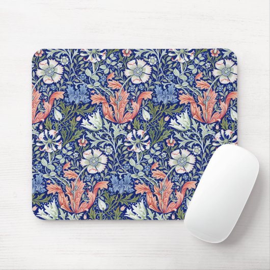 Morris Blue Background 1896 Compton Floral Pattern Mousepad (Mit Mouse)