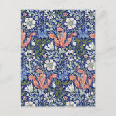 Morris Blue Background 1896 Compton Floral Pattern Postkarte (Vorderseite)