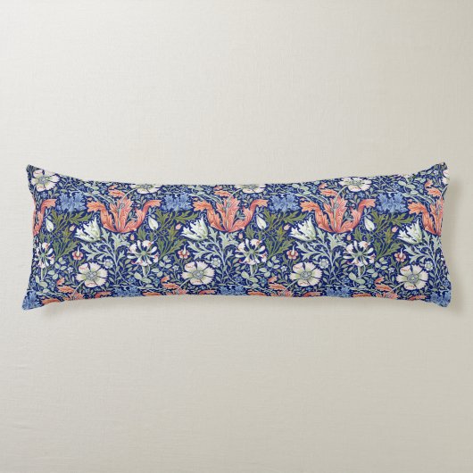Morris Blue Background 1896 Compton Floral Pattern Seitenschläferkissen (Vorderseite)
