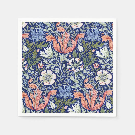 Morris Blue Background 1896 Compton Floral Pattern Serviette (Vorderseite)