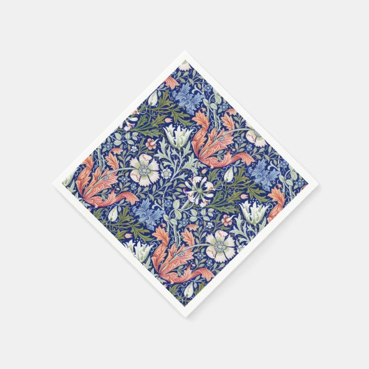 Morris Blue Background 1896 Compton Floral Pattern Serviette (Ecke)