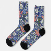 Morris Blue Background 1896 Compton Floral Pattern Socken (Linkes Detail)