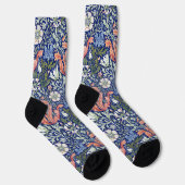 Morris Blue Background 1896 Compton Floral Pattern Socken (Rechts)