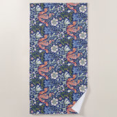 Morris Blue Background 1896 Compton Floral Pattern Strandtuch (Vorderseite)