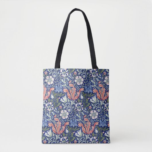 Morris Blue Background 1896 Compton Floral Pattern Tasche (Vorderseite)
