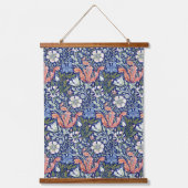 Morris Blue Background 1896 Compton Floral Pattern Wandteppich Mit Holzrahmen (Vorderseite)