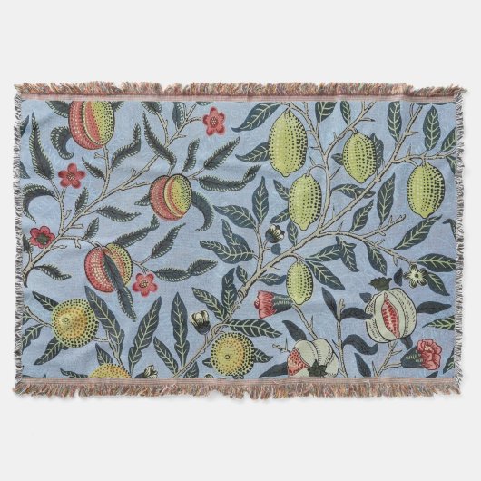 Morris Blue Background Antique Pomegrana Muster Decke (Vorderseite)