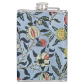 Morris Blue Background Antique Pomegrana Muster Flachmann (Rückseite)