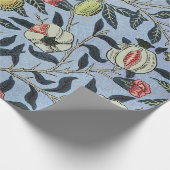 Morris Blue Background Antique Pomegrana Muster Geschenkpapier (Ecke)