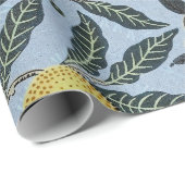 Morris Blue Background Antique Pomegrana Muster Geschenkpapier (Rolleneckpunkt)
