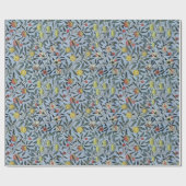 Morris Blue Background Antique Pomegrana Muster Geschenkpapier (Flach)